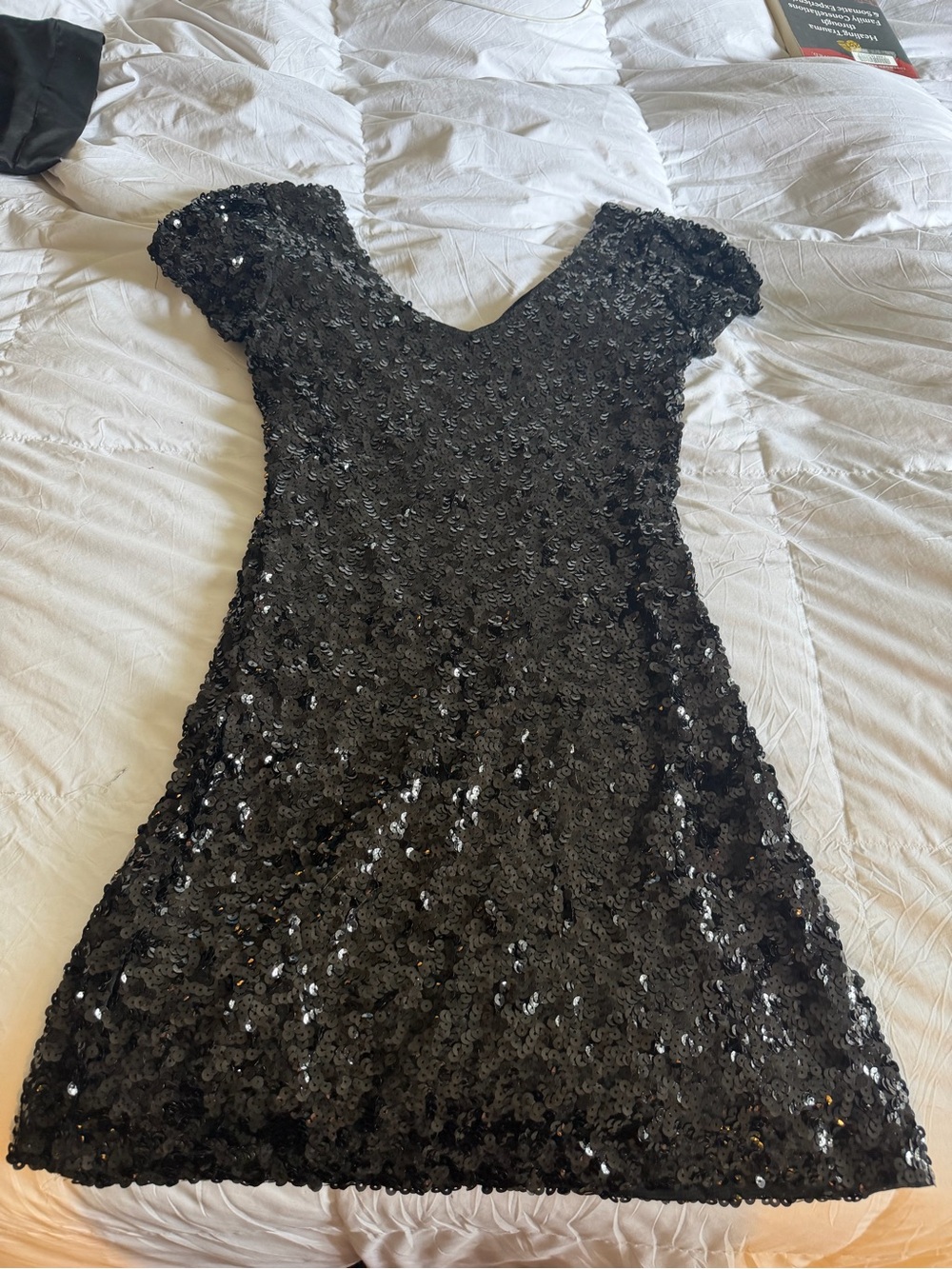 Papillon Vintage Black Sequin Mini Dress - Picture 3 of 6